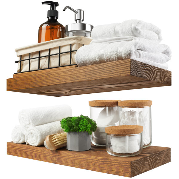 Baobab Workshop Solid Wood Floating Shelves, Bathroom Wall Shelves ...